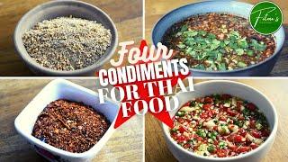 FOUR Condiments for THAI Food | Khao Khua, Prig Nam Pla, Prig Bon & Nam Jim Jaew