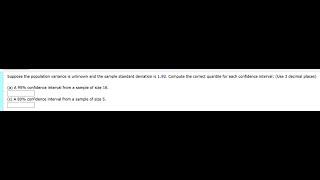 [Math] Suppose the population variance unknown and the sample standard deviation is 1.93. Compute t