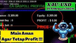 Trading Forex XAU/USD | Trading menggunakan robot dengan resiko seminim mungkin | 1 Februari 2024