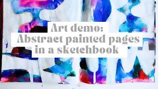 Art demo: Abstract art using shapes and acrylic paint in a sketchbook