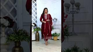 Party wear embroidery work Anarkali Suit set with embroidery Dupatta