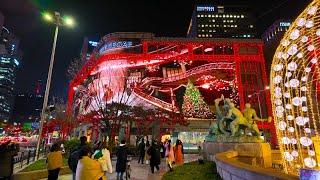 [4K HDR] Illumination of Myeongdong street lights on Christmas, Seoul, Road View | Korea Travel Walk