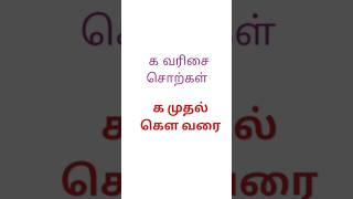 க வரிசை சொற்கள்/ க முதல் கௌ‌வரை /உயிர் மெய் எழுத்துக்கள்