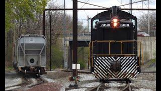 Strasburg Railroad SW8 8618 Moving Freight Cars Around at Leaman Place Junction, Paradise, PA