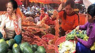 Cambodian Food Market & Fish Market Scenes  Fish Pork Meat Chicken Vegetables & More  Daily Lifestyl