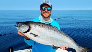 Lake Michigan Summer KING SALMON!!!...Kids Catch BIGGEST Fish Yet!!!...Catch & Cook