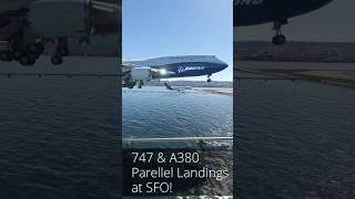 (Drone view!) 747 & A380 Parallel Landings at SFO in Microsoft Flight Simulator!