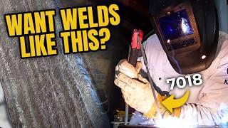 Perfect Straight Beads Stick Welding With 7018
