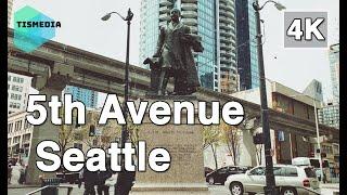 【4K】Walking around 5th Avenue in Seattle Downtown, Washington, United States