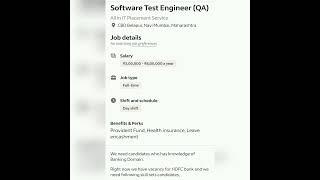 Software Test Engineer#fresher #experienced #getemployed #youtubeshorts #softwaretestingjobs #qajobs