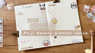 2025 Planner Setup | Plan With Me: Muji Weekly Planner January Setup Minimal & Cute Sanrio Theme