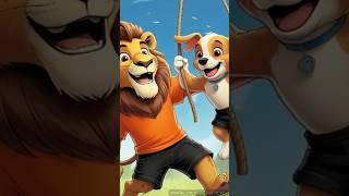 Lion & Dog Happy Ending Story | Sheru & Cheeku | #cartoon #animation #viralshorts #trending #shorts