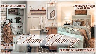 Home Glow Up: fall shelf styling, bedroom updates + a dramatic bathroom renovation