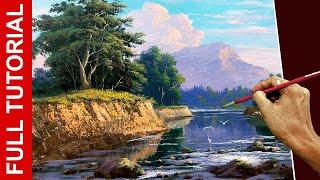 Tutorial : Acrylic Landscape Painting / Sunset River / JMLisondra