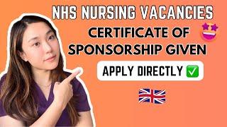 UK NHS NURSING VACANCIES | APPLY DIRECTLY NOW 