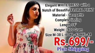 White dress with floral print | Elegant white dress | Noori Collection | Online Shopping