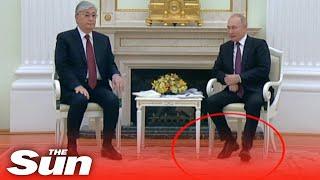 Putin’s feet shake during tense meeting fuelling speculation over his health