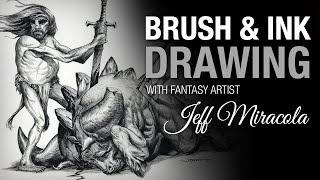 Brush & Ink drawing by fantasy artist Jeff Miracola