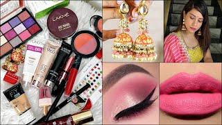 Bridesmaid Mehndi Makeup & Hair Look At Home - Makeup with Green Dress | Step By Step for #beginners