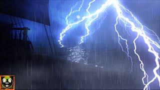 Strong Thunderstorm Noises, Ocean Waves, Rain Sounds and Lightning & Thunder on a Ship to Sleep