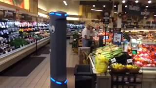 Marty the robot rolls through the Giant Food Store