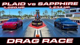 Lucid Sapphire Dethrones Tesla Plaid as World's Quickest Production Sedan * 1/4 Mile Drag Race