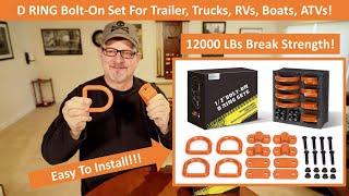 Trailer D Ring Tie Down Anchors - Bolt-on Install - Rated To 12000LBs - Powder Coated #trailer #diy