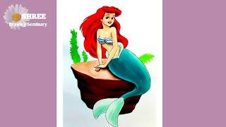 How to Draw a beautiful Mermaid ‍️ / Princess Ariel Drawing