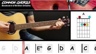 Boulevard of Broken Dreams - Green Day | EASY GUITAR CHORDS| Common Chords