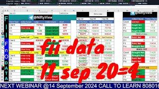 FII DII Data Analysis For Tuesday 11 sep  FII F&O Data analysis Tuesday  finnifty expiry option