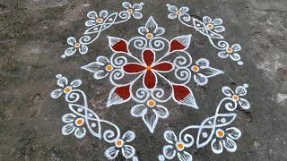 simple and easy rangoli small kolam 3*1dots Anu'sworld beautiful rangoli design side design rangoli