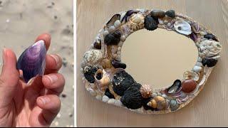 Mosaic | Decorating a mirror with beach finds