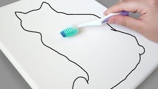 The easiest way to draw a cat / Toothbrush technique