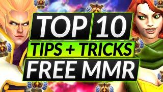 Top 10 EASIEST TRICKS for FREE MMR - These Tips are BROKEN! - Dota 2 Guide