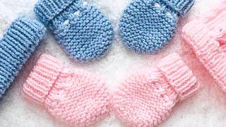 Easy knit baby mittens for baby boys and girls 0-6M and 6-12M EASY KNIT PATTERN knitting for baby