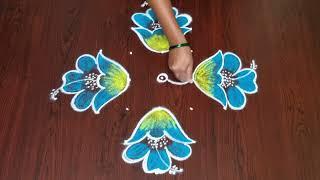 Flowers rangoli design || diwali rangoli designs || friday rangoli designs ||