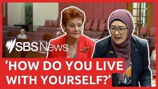 Pauline Hanson and Fatima Payman have fiery exchange over citizenship | SBS News