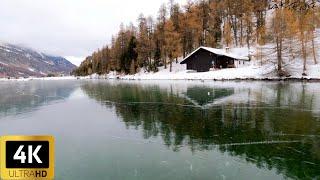 Silsersee Switzerland - Dangerous walk on Frozen Lake Sils, Graubünden | 4K 60fps