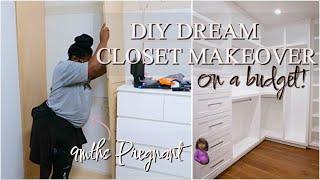 DIY Dream Closet Makeover On A Budget | I built a custom closet at 9 months pregnant! + IKEA Hack