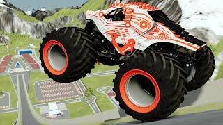 ThunderROARus Dragon GRAVE DIGGER MONSTER JAM Epic High Speed Jumps and Crashes | BeamNG.Drive