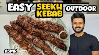 SEEKH KEBAB RECIPE - OUTDOOR COOKING WITH VIEW - RAIL WATCHING - ASMR  #recipe #nonveg #kebab