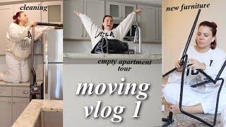 Empty apartment tour, cleaning & putting together furniture // moving vlog #1