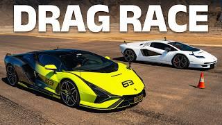 $10m DRAG RACE: Lamborghini Sian vs Countach - two V12 icons in the closest race yet!