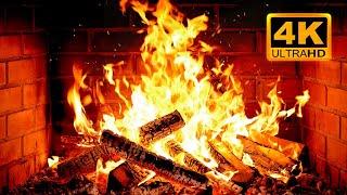  Cozy Fireplace 4K (12 HOURS). Fireplace with Crackling Fire Sounds. Fireplace Ambience