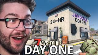 DAY ONE in my NEW ZOMBIE COFFEE SHOP | 7 Days to Die 1.0