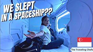 One Night In A CAPSULE HOTEL + A ROUGH TRAVEL DAY TO SINGAPORE | Singapore Travel Vlog 2022