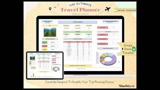 Travel Planner Google Sheets Template, Travel Budget Spreadsheet, Holiday Planner, Travel Itinerary,