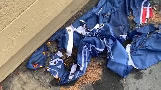 Burning patriots flag