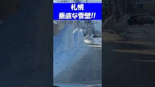 札幌の道路に垂直な雪壁！！#short #札幌グルメ #大雪