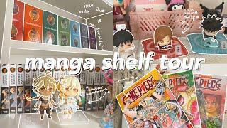  manga shelf tour - aesthetic room decor, organizing manga, new shelf [+ genshin collection]